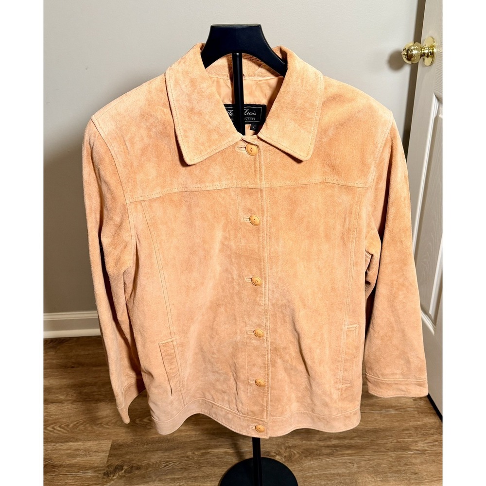 Terry Lewis Classic Luxuries Womens Leather Jacket Large Orange Button Front